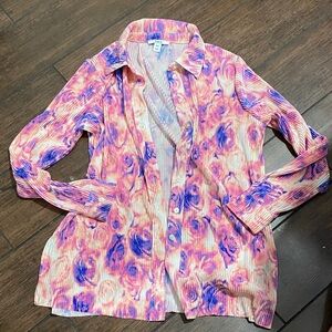 Bar III Vibrant Pink and Blue Patterned Shirt